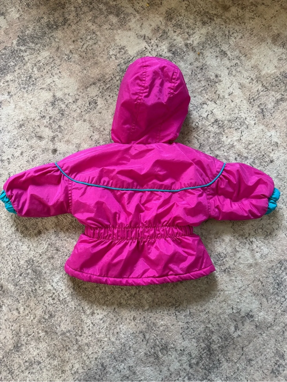 Vintage Baby B’Gosh OshKosh 12M Pink Teal Hooded Windbreaker Jacket Retro